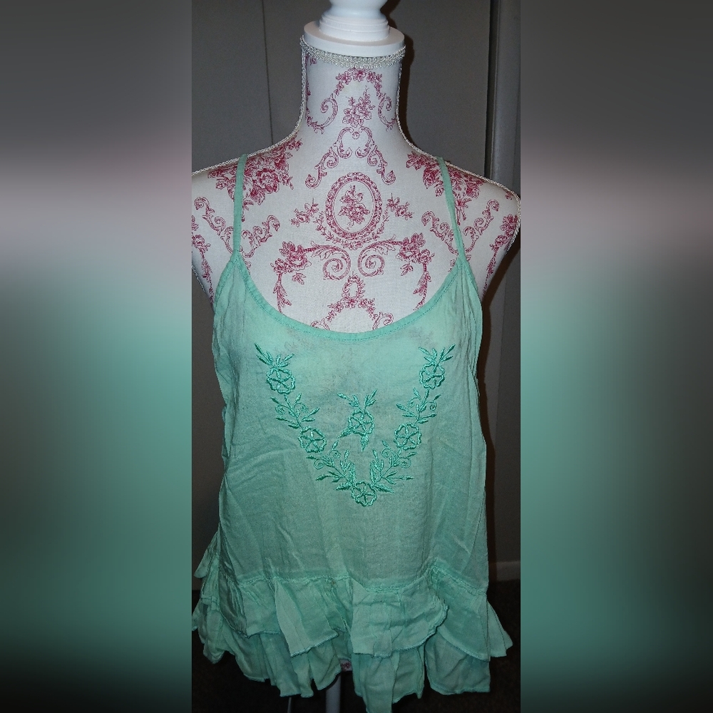 Wet Seal Green Ruffled Backless Camisole